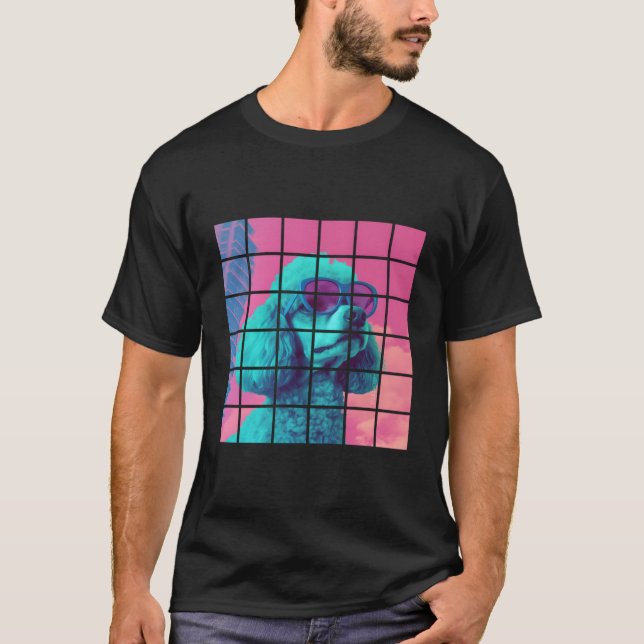 Pudel Hund Synthwave Vibe Graphic Funny T Shirt (Framsida)