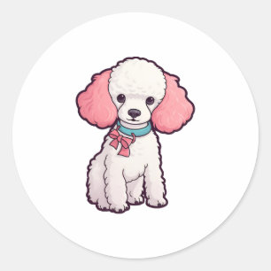 Pudel Hund Toppen Cute Runt Klistermärke
