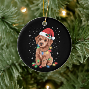 Pudel Hund Träd Jul Xmas Husdjur Djur Hund Julgransprydnad Keramik