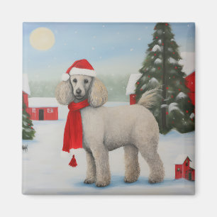 Pudel Hund under julen i Snö Magnet