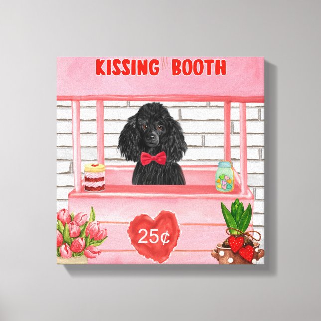 pudel Hund Valentindagen Kissing Booth Canvastryck (Framsida)