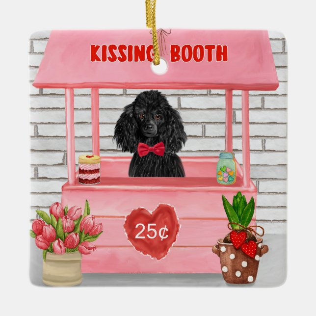 pudel Hund Valentindagen Kissing Booth Julgransprydnad Keramik (Framsida)
