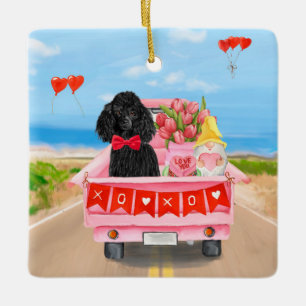 Pudel Hund Valentindagen Lastbil Hearts Julgransprydnad Keramik