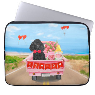 Pudel Hund Valentindagen Lastbil Hearts Laptop Fodral