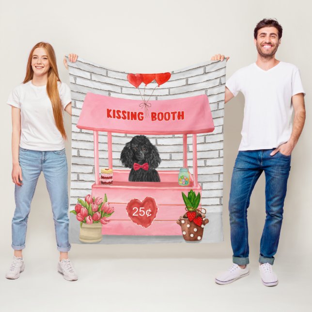 pudel hund valentinesdag kysskur fleecefilt (På plats)