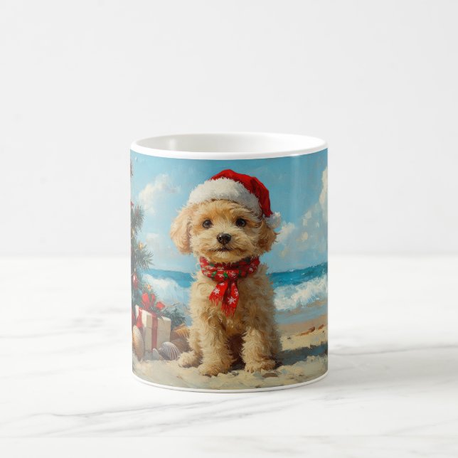 Pudel Hund - Vintage Beach Kaffemugg (Center)