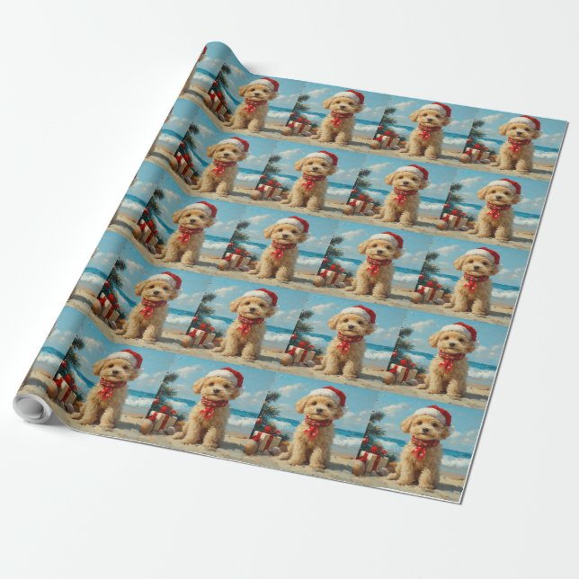 Pudel Hund - Vintage Beach Presentpapper (Utrullad)