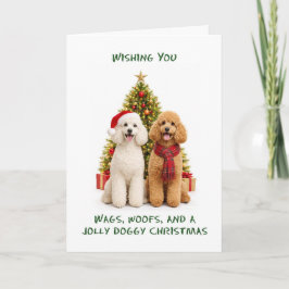 Pudel Hundar Jul Helgkort