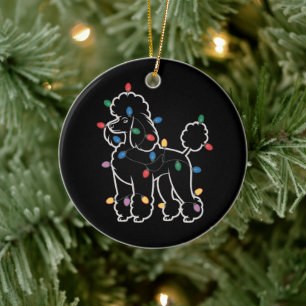 Pudel Hundar Träd Jul Xmas Husdjur Djur Hund Julgransprydnad Keramik