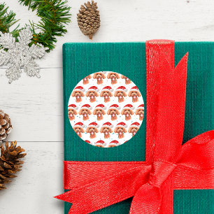 Pudel Hundras Julstjärnor Runt Klistermärke