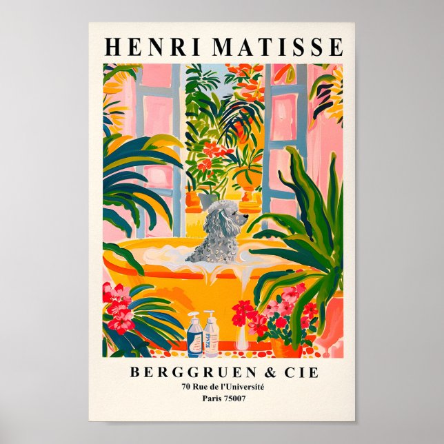 Pudel i badkaret, den roliga batroommurens konst f poster (Framsidan)