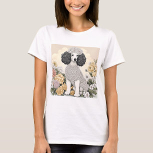 Pudel i fantasifulla blommor t shirt