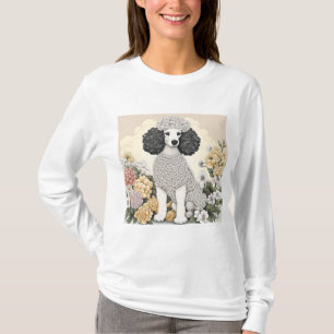 Pudel i fantasifulla blommor t shirt