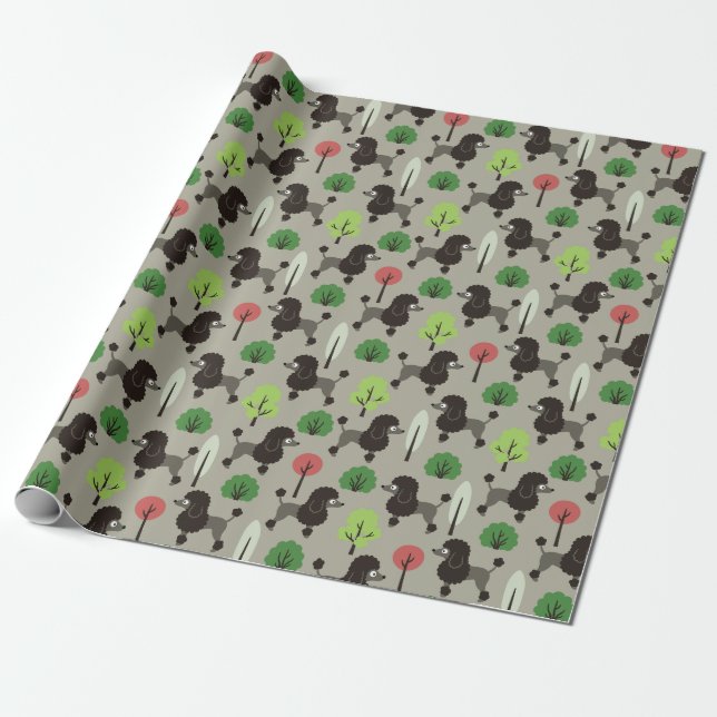 Pudel i parken Wrapping Papper Presentpapper (Utrullad)