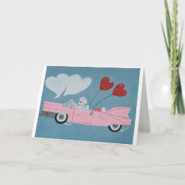 Pudel i rosa cabriolet kort