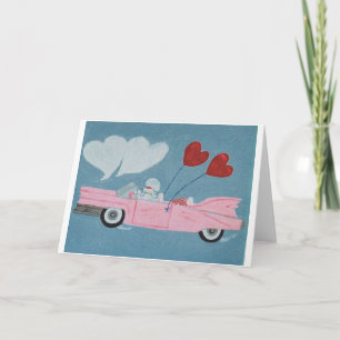 Pudel i rosa cabriolet kort