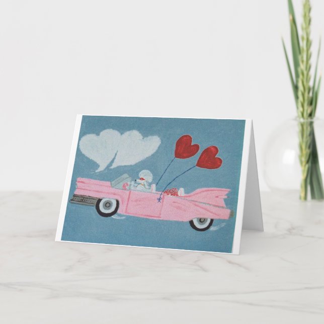 Pudel i rosa cabriolet kort (Framsida)