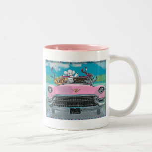 Pudel i Rosa Cadillac Retro Skriv ut mugg kopp