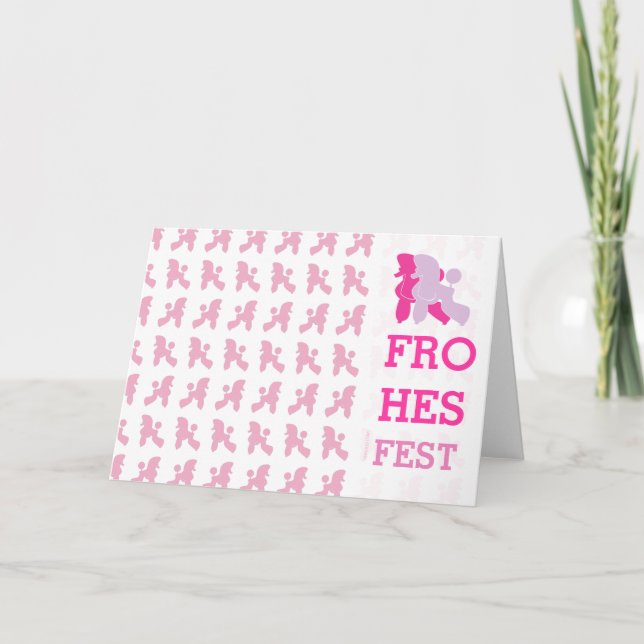PUDEL i ROSA HÄLSNING Helgkort (Framsida)