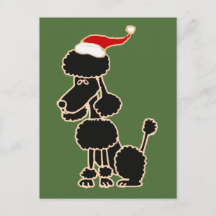 Pudel i Santa Hat-julkonsten Helg Vykort