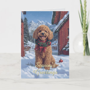 Pudel i Snö-julkortet Kort
