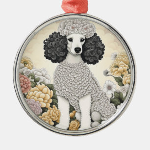 Pudel i Whimsical Flowers Julgransprydnad Metall
