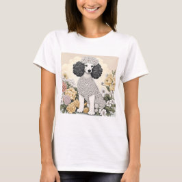 Pudel i Whimsical Flowers T Shirt
