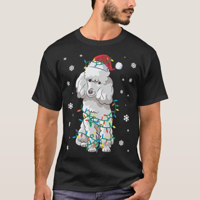 Pudel inkapslade i julklapp Ljus Hund T Shirt (Framsida)