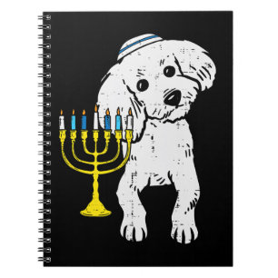 Pudel judisk Pudel Hund Menorah Hanukkah Paja Anteckningsbok