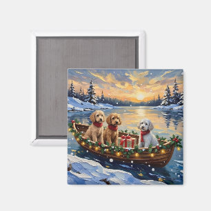 Pudel jul båt högtid magnet