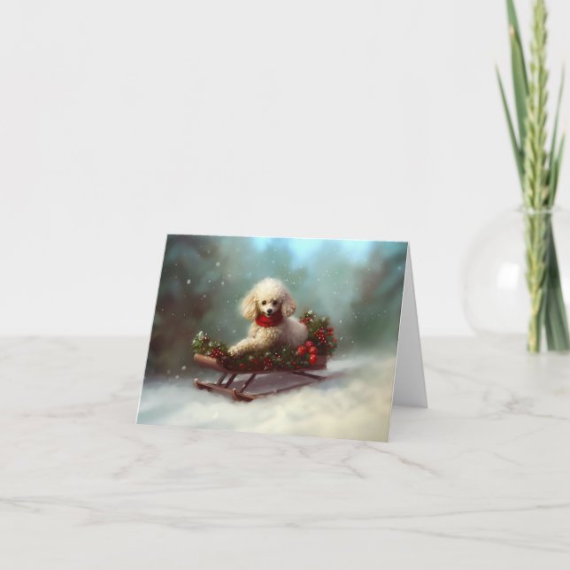 Pudel jul i snö kort (Framsida)