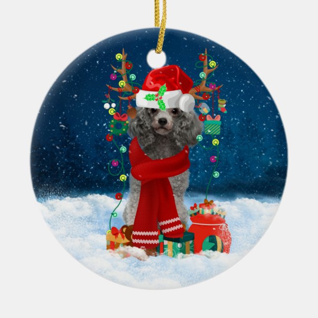 Pudel jul julgransprydnad keramik (Framsidan)