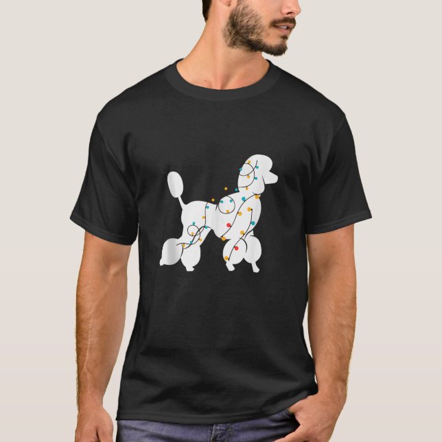 Pudel jul Ljus Pudel Hund, ugglatt sötare Xm T Shirt (Framsida)