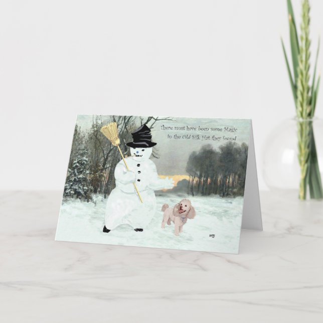 Pudel jul snöman helgkort (Framsida)