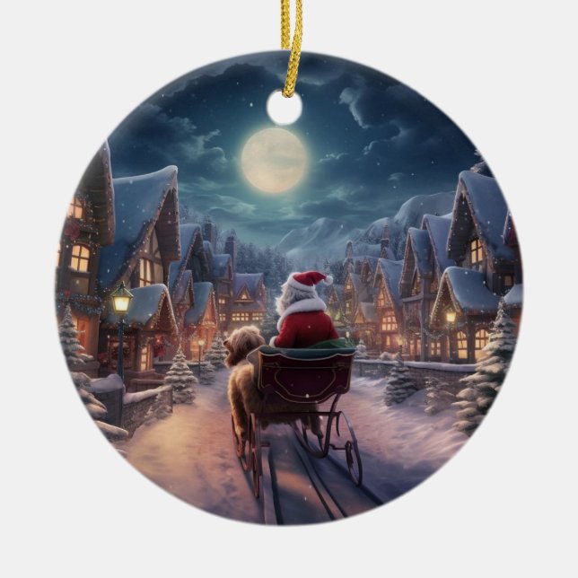 Pudel-julklump,hund-minnesgåva,hund älskare-gåva julgransprydnad keramik (Framsidan)