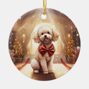 Pudel-julklump,hund-minnesgåva,hund älskare-gåva julgransprydnad keramik
