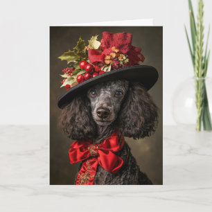 Pudel julkort Elegant viktoriansk hund Helgkort