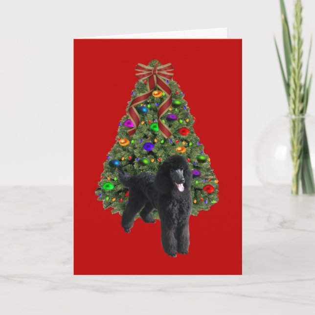 Pudel julkort Träd Helgkort (Framsida)