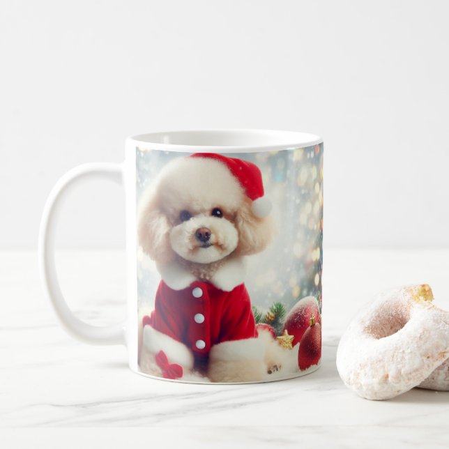 Pudel julmugg – söt hund med tomtehatt  kaffemugg (Med munk)
