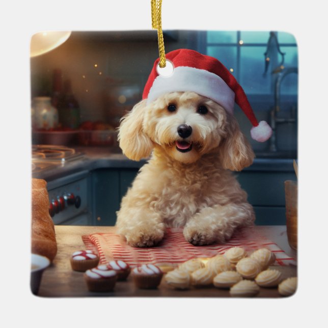 Pudel-julsagor Festive Helgdag Julgransprydnad Keramik (Framsida)