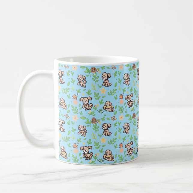 Pudel Kaffe Mugg Söt Vår Blommig Present för Hund (Vänster)