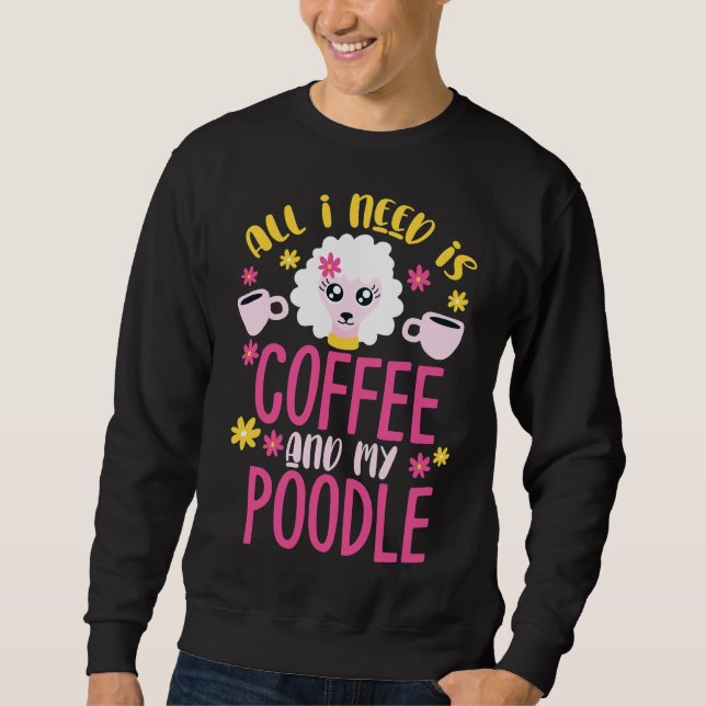 Pudel Kaffe Pudel Leksak Pudel Gift med Lång Ärmad Tröja (Framsida)