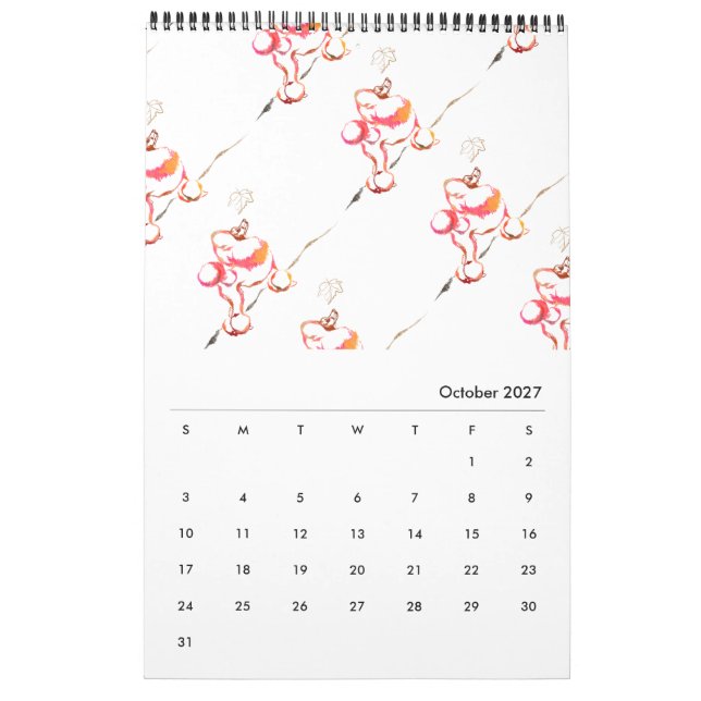 Pudel Kalender mönster (Oct 2027)