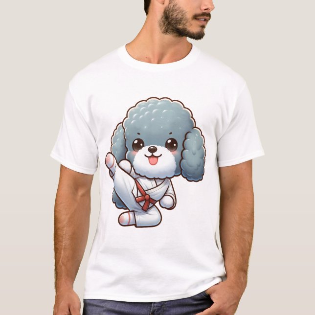 Pudel karate hög spark kampsport t shirt (Framsida)