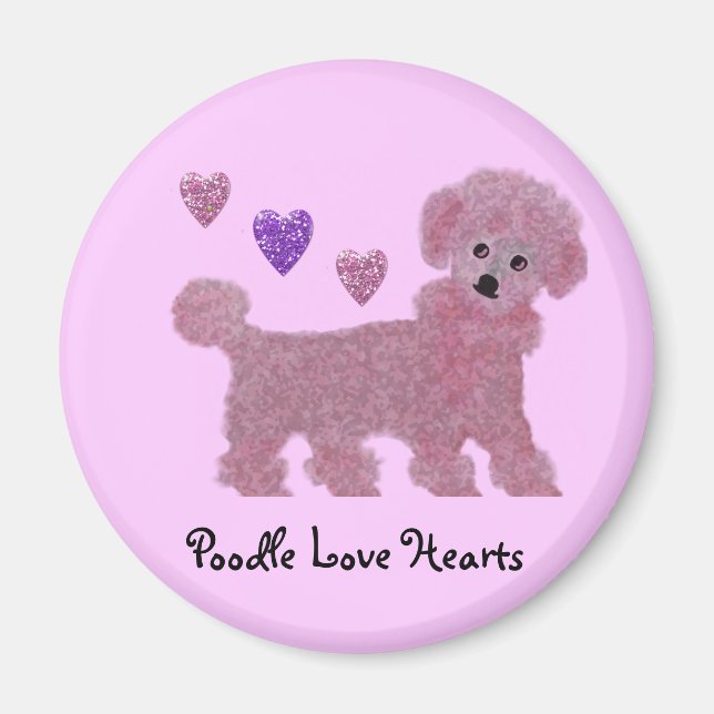 Pudel Kärlek Hearts Magnet (Framsidan)