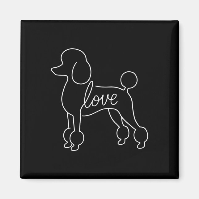 Pudel kärlek linjekonst minimalistisk elegant hund magnet (Framsidan)