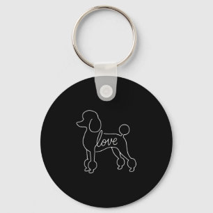 Pudel kärlek linjekonst minimalistisk elegant hund nyckelring