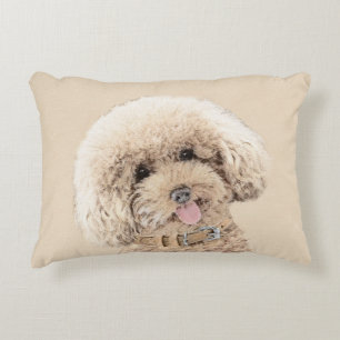 Pudel (Leksak, miniatyr) målning Original Hund Ar Prydnadskudde
