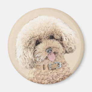 Pudel (Leksak, miniatyr) målning Original Hund Art Magnet