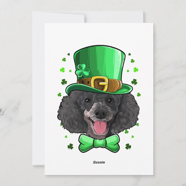 Pudel Leprechaun Kostym St Patricks Day Julkort (Baksida)